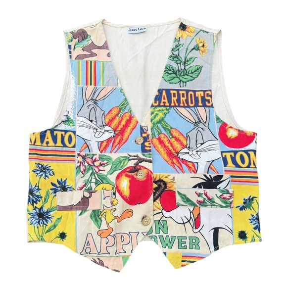 Jerry Leigh Jackets & Blazers - Jerry Leigh Looney Tunes Vest Novelty Print Tie Back Sleeveless Top‎ Vintage